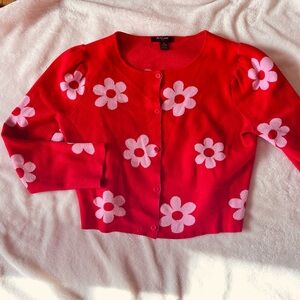 Love By Design Red Floral Kids Cardigan